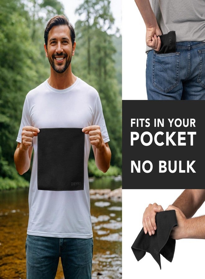 DRYKI Sweat Absorbing Handkerchiefs - The Original Pocket-Sized Sweat Towels - Quick-Dry Microfiber Sweat Rags for Face, Hands, & Body - Men & Women - Gym, Sports, and Work (Black: 5 Pack) - Image 4